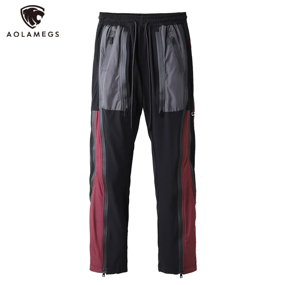 

Hip Hop Men's Oversized Pants Splicing Sports All-Match Tie Pants Casual High Street Side Zippers Straight Trousers Streetwear