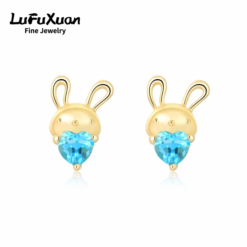 

Серьги LuFuXuan из серебра 2023 пробы с голубым топазом и кроликом