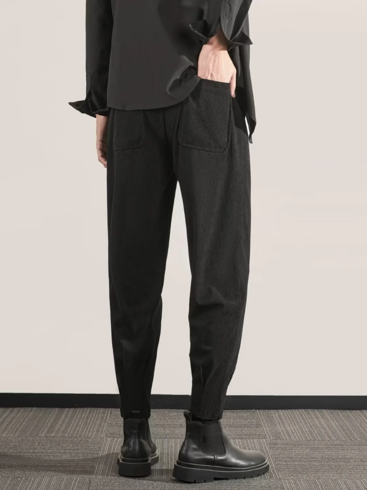 Spring and Autumn New Corduroy Pants Men's Harlan Casual Radish Design Sense Suit trousers TikTok Same Sle Ankle-Tied...