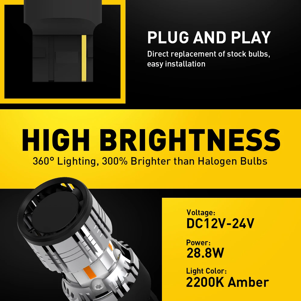 2 шт. автомобильные указатели поворота AUXITO Canbus T20 7440 W21W WY21W 2200 к 12 В