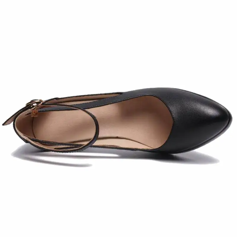 Lady Pumps Luxury Pointed Toe Office Lady Pumps Buckle Strap Black High Heels Sandals 2022 Women Leather Platform Shoes New