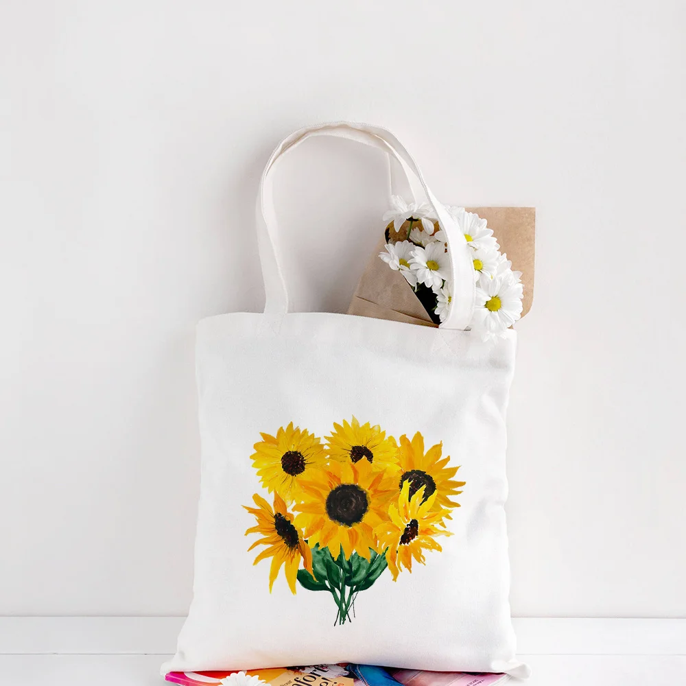 

Canvas Tote Shoulder Bag Shopping Bags Beach Large Capacity Hand Bags summer Flowers Cartoon vintage harajuku Casual school Bag