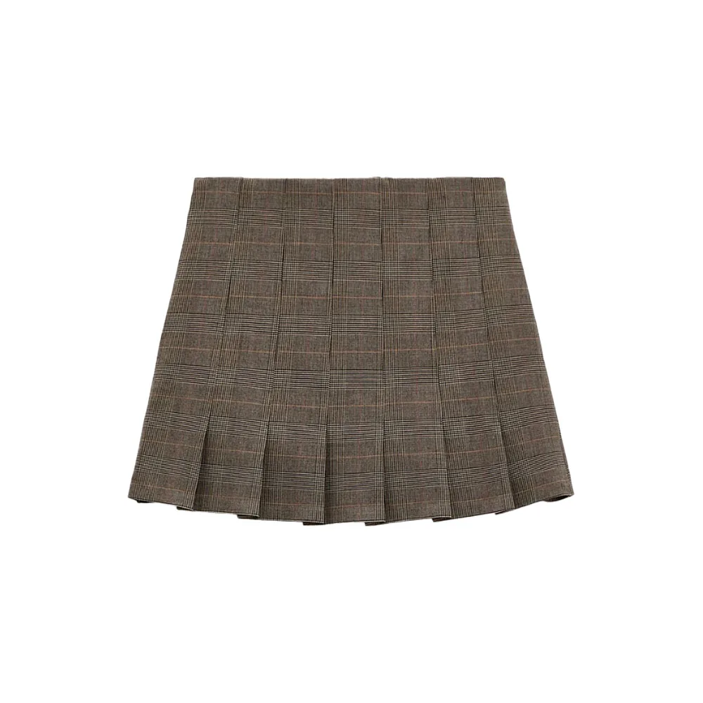 

Женская плиссированная мини-юбка в клетку, с завышенной талией