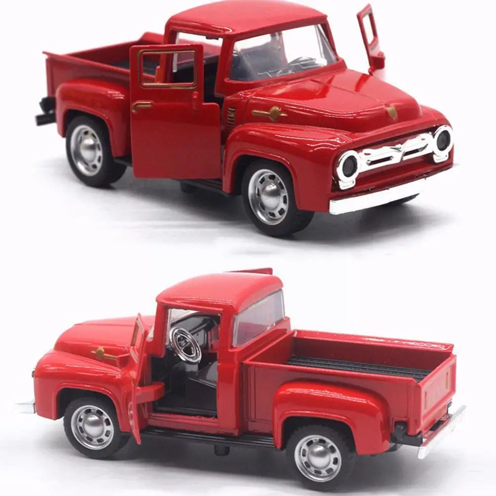 

Red Metal Truck Toy 1/32 Vintage Red Mini Desktop Decoration Toy Decoratio Year Christmas Office New Children's Gifts Home N0g1