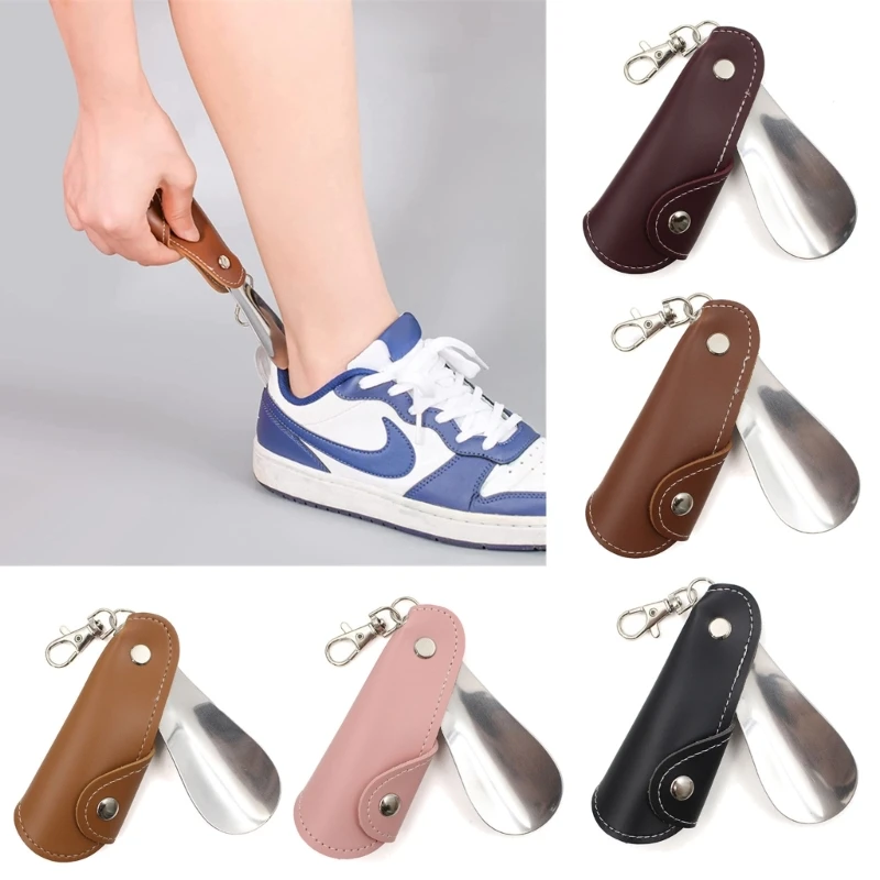 Keychain Pendant Pu Leather Keychain Shoe Puller Portable Shoe Horn Shoes Lifter Tool