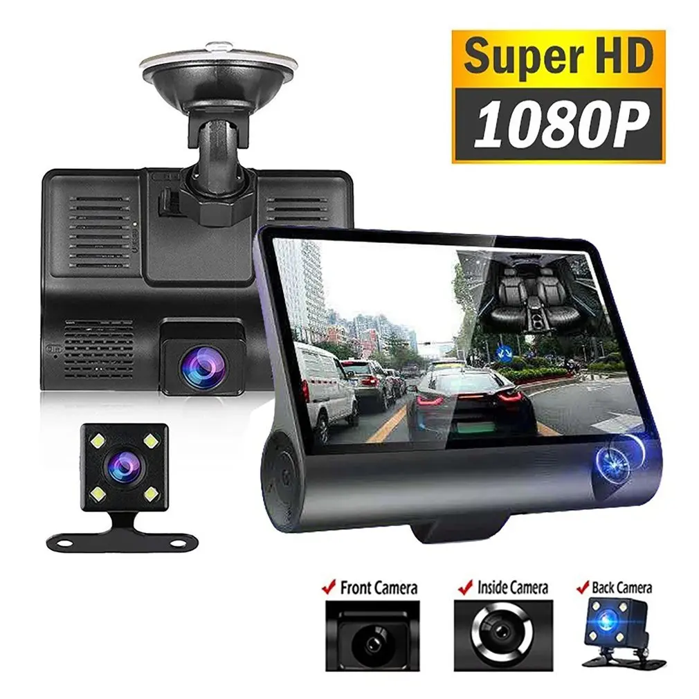 

Drive Recorder 8G TF Card Cam Dash Loops Triple Lens Wide Angle Lens Camera Front Rear Car Dash Recording Digital Car Cameras