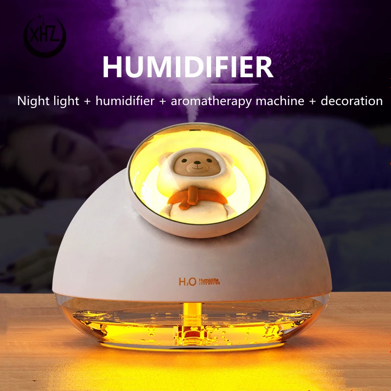 

USB Cartoon Humidifier Night Light LED Convenient Bedroom Atmosphere Lamp Hydrating Household Air Atomizing Aromatherapy Machine