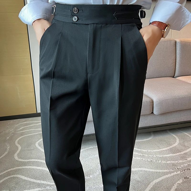 Высококачественные мужские костюмные брюки Neapolitan облегающие повседневные синие