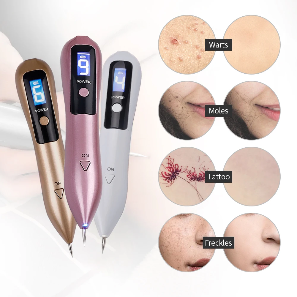 

LCD Mole Laser Plasma Spot Removal Pen Skin Freckle Dot Blemish Remover Dark Warts Pimples Tattoo Tag Removal Beauty Care Tools