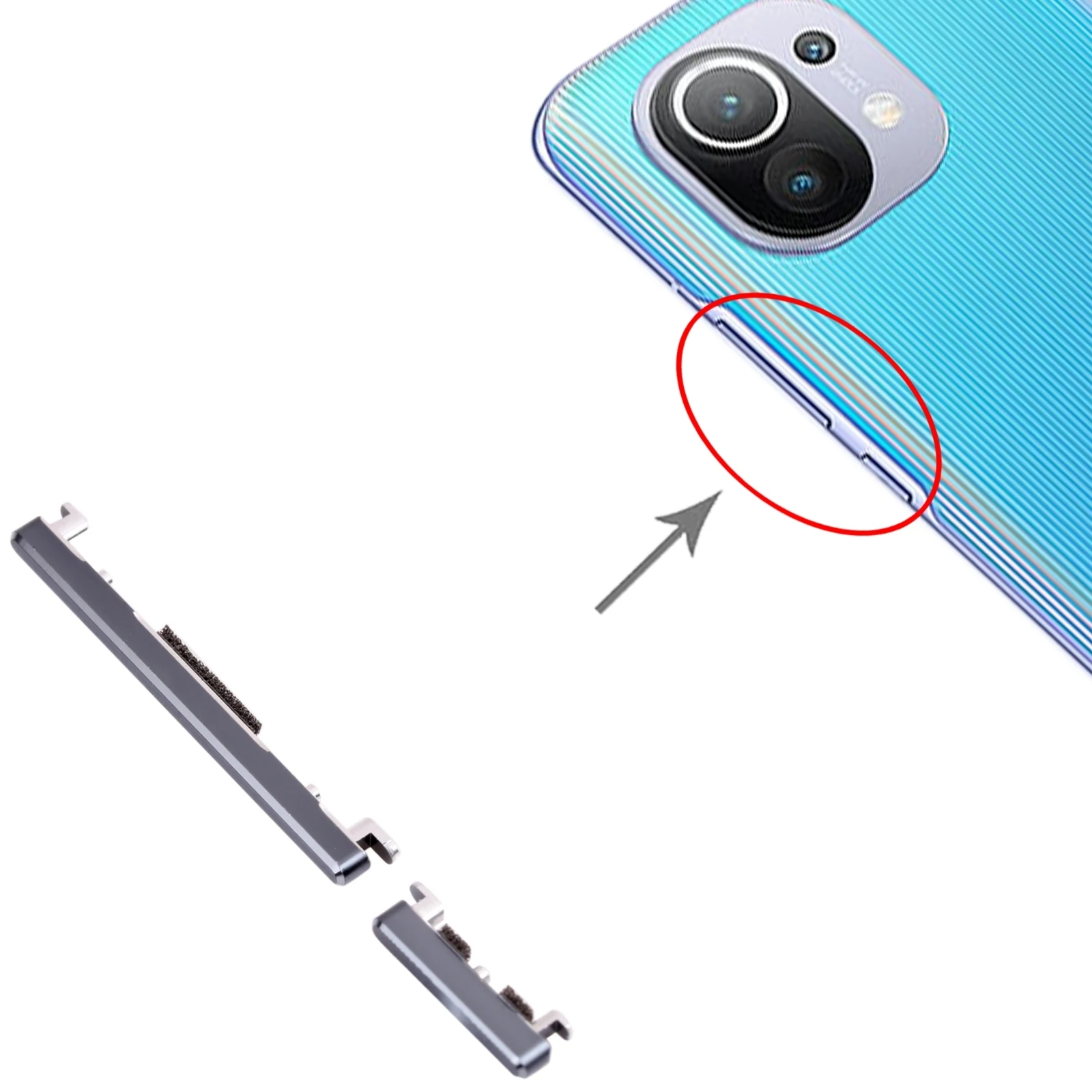 Кнопка питания и кнопка регулировки громкости для Xiaomi Mi 11 Pro M2102k1AC боковые клавиши