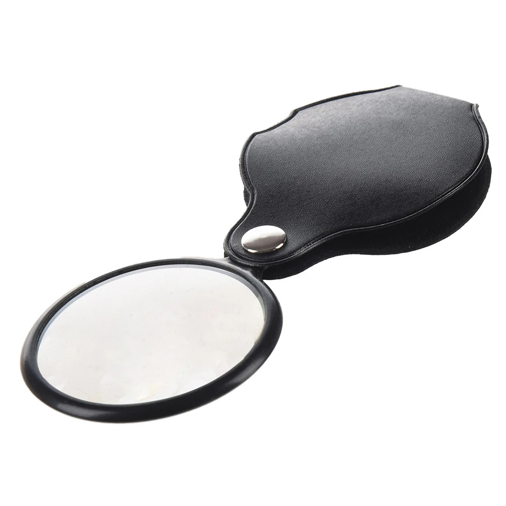 

Mini Size Folable Jewelry Magnifying Glass Leather Cover Pocket Newspaper Magnifying Lens 50mm 2-3x Reading Magnifying Glass