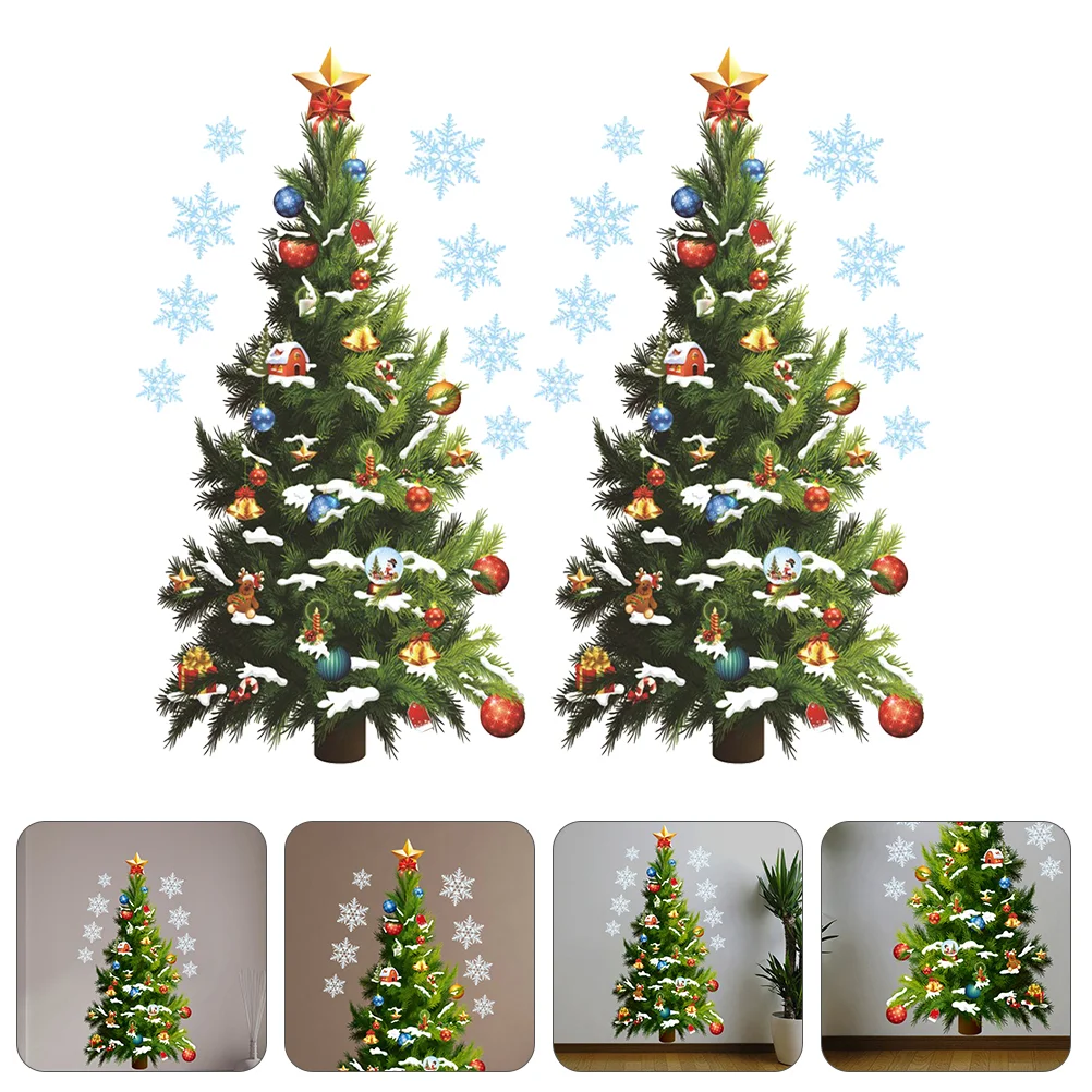 

2Sheets of Snowflake Wall Decor Snow Wall Sticker Xmas Window Ornaments Christmas Window Clings Snowflake Sticker for Glass