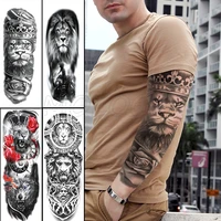 waterproof temporary tattoo sticker lion virgin full arm color fake tatto large size flash tatoo sleeve tattoos to men women