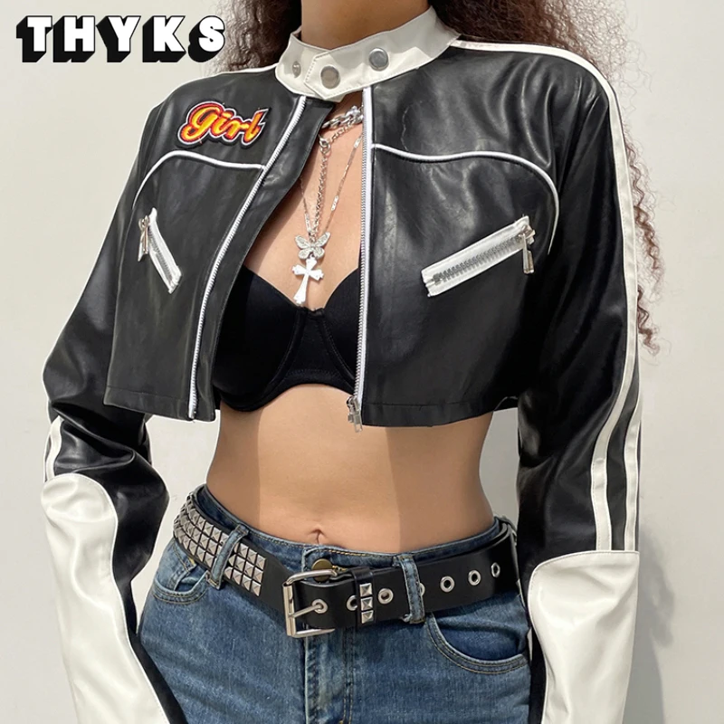 

Куртка женская демисезонная из ПУ кожи, на молнии, в стиле панк