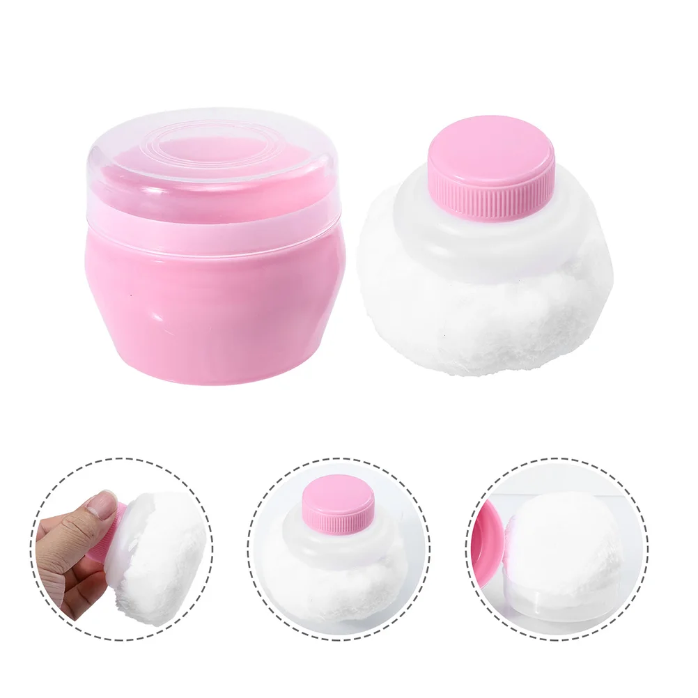 

2 Sets Baby Plush Puff Powder Container Puffs Travel Kit Talcum Pp Shower Gift Empty Body