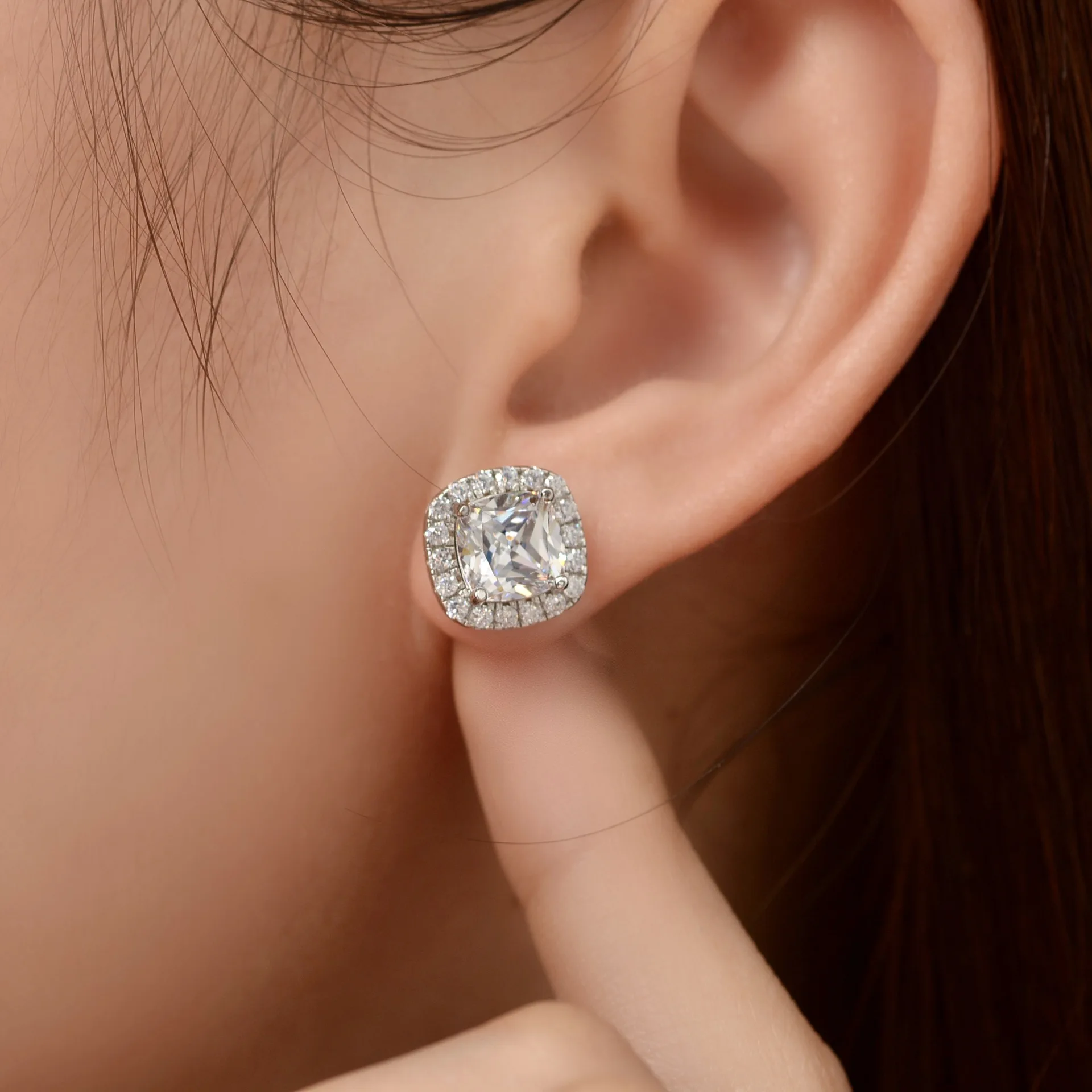 Boucles d'oreilles carrées à haute teneur en carbone, plaqué or 18K, 1CT, pour femmes, mariage, fiançailles, cadeau de mariée, bijoux