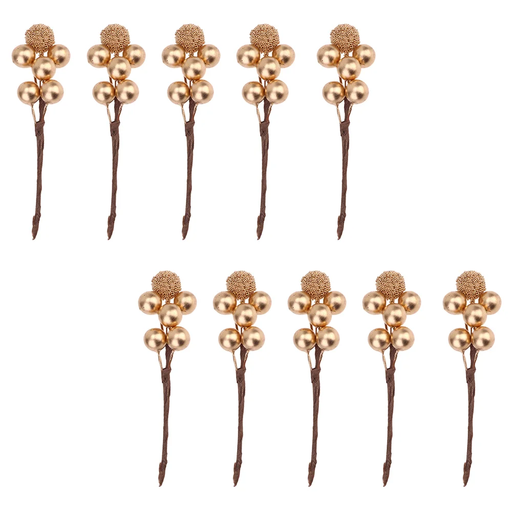 

Berry Stems Christmas Berries Artificial Tree Branches Picks Holly Golden Flower Fakedecorations Garland Pick Decor Supplies