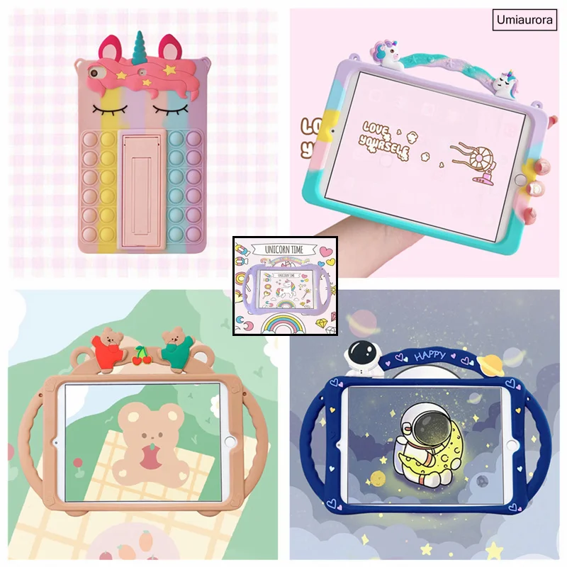

Kids Cartoon Handle Cover For iPad 7th 8th 9th 10.2 Pro 10.5 11 Mini 6 Air 1 2 3 4 5 10.9 Tablet Silicone Cases Protective Shell