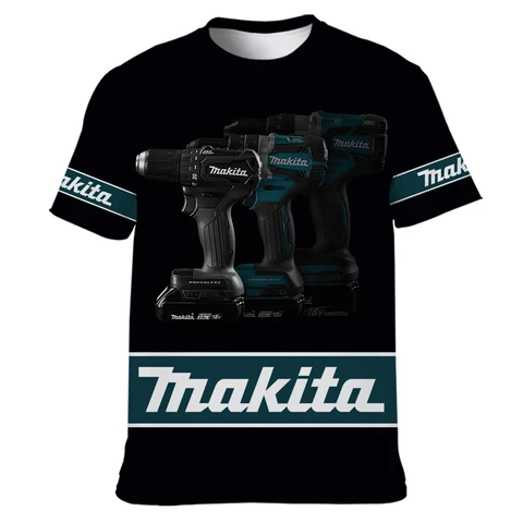 Новая летняя мужская футболка Makita Tools в стиле ретро с 3D принтом, повседневный костюм с круглым вырезом, куртка, дышащая и свободная Мужская одежда большого размера