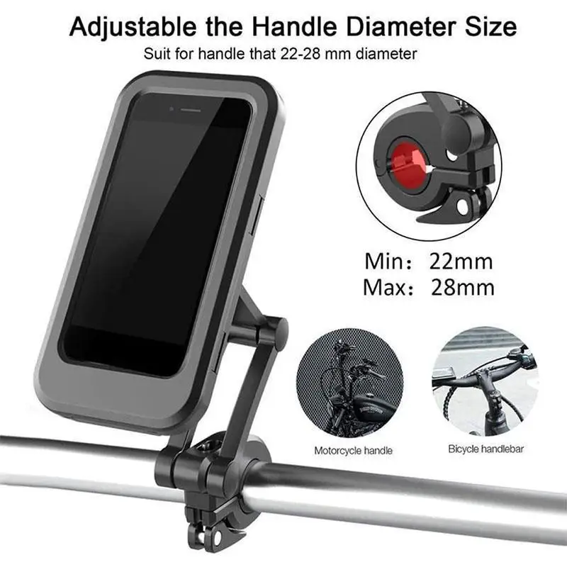 

Adjustable Waterproof Bicycle Mobile Phone Holder Mount Universal Bike Motorcycle Handlebar Cell Phone Support Mount Bracket Bag