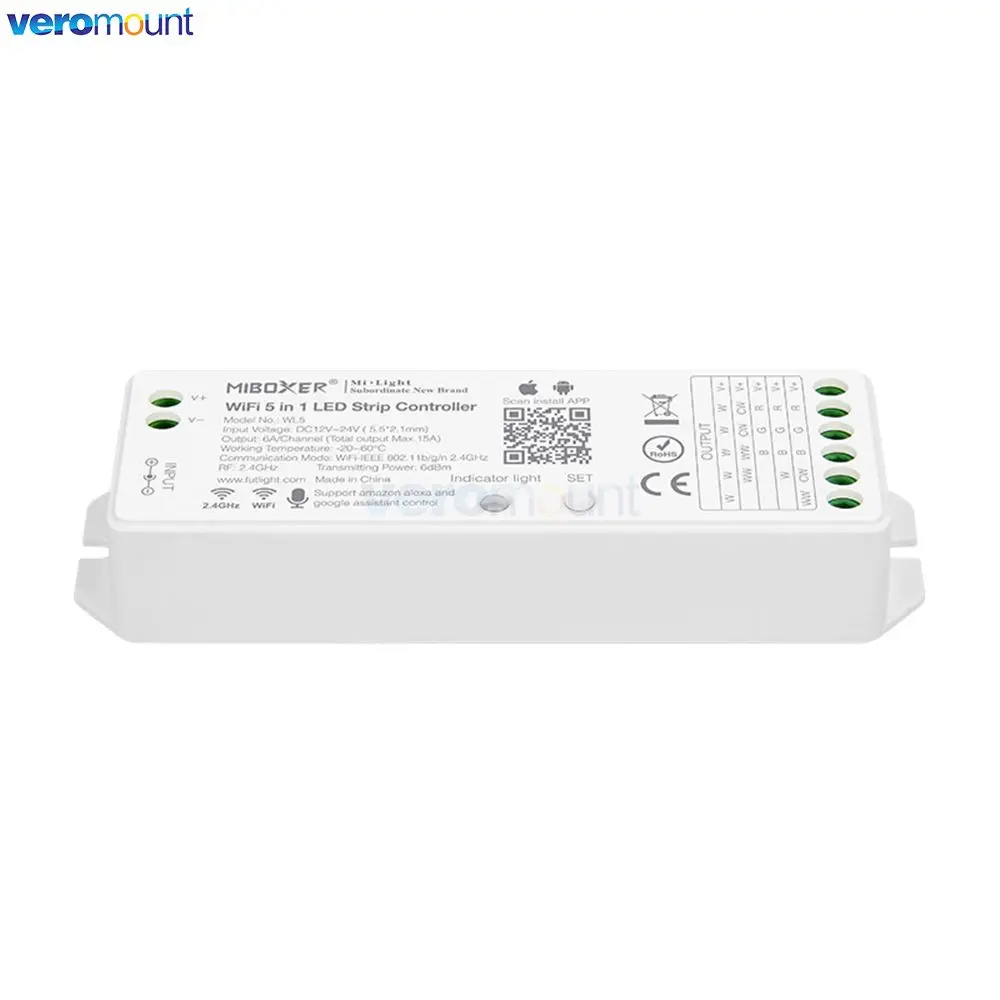 Miboxer WL5 2 4G 5 в 1 Wi-Fi светодиодный контроллер для одноцветных CCT RGB RGBW + светодиодных