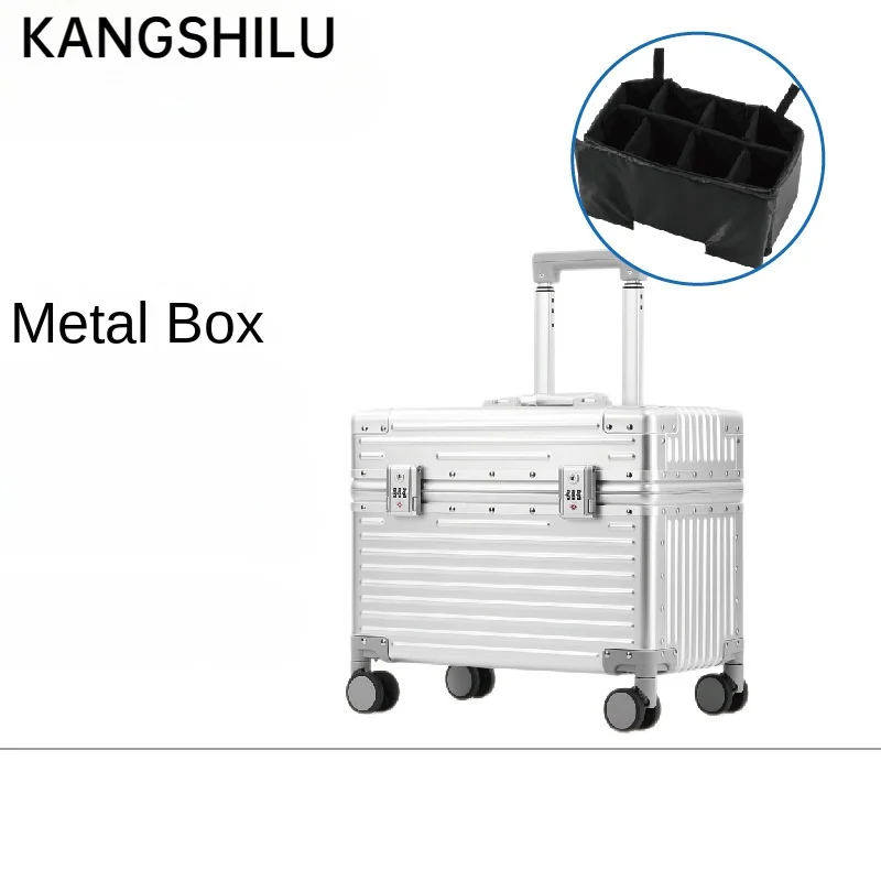 KANGSHILU New 16“18''20''24 Inch Aluminum Suitcase Alloy Trolley Case Universal Luggage Men Women's Travel Offers with Wheels