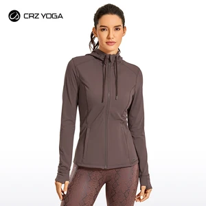 CRZ YOGA Женская куртка с капюшоном для тренировок и бега, толстовка на молнии, спортивная одежда с карманами на молнии