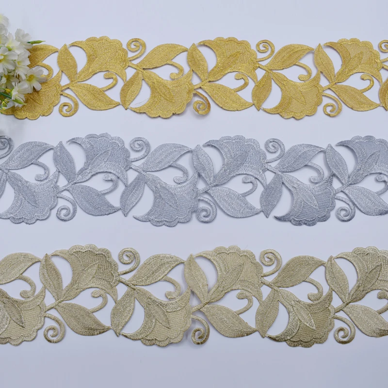 

New ethnic clothing accessories with distinctive lace clothing patches and embroidered gold and silver thread strips