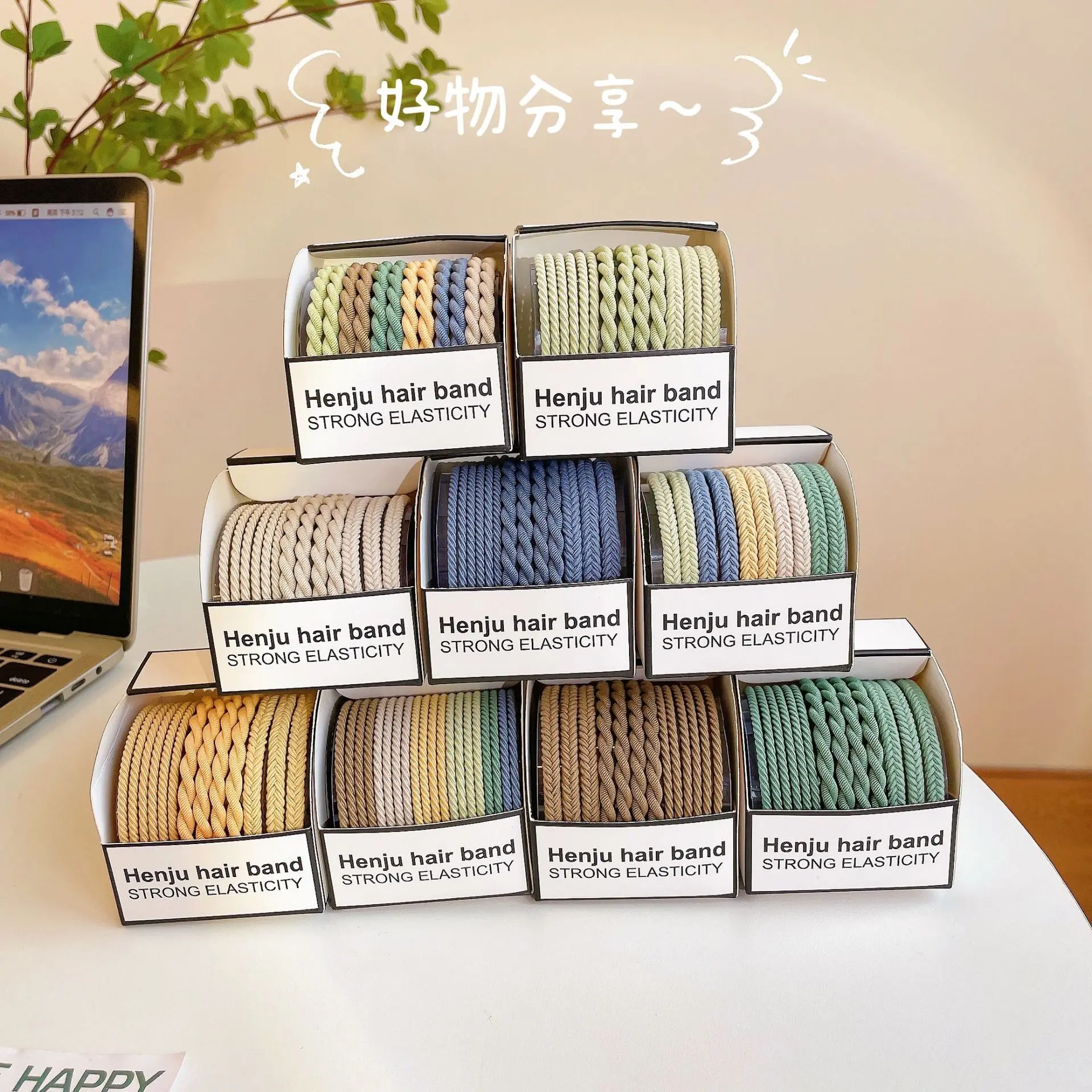 

13Pcs/Box Hair Rope Summer Hair Simple Temperament High-End Sense Head Rope High Elastic Durable Rubber Band Hair Ring Ball Head