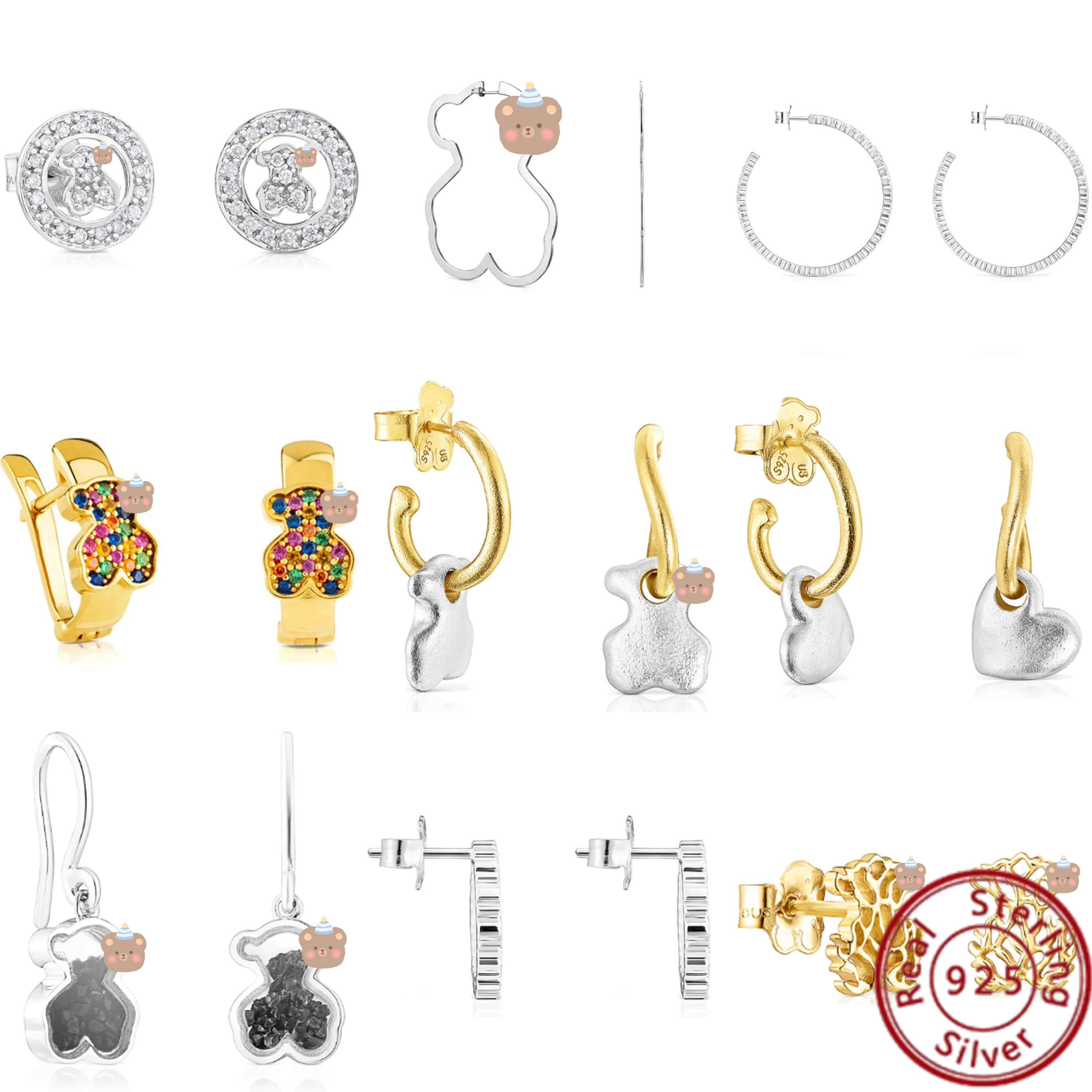 

Женские серьги-гвоздики из серебра 2023 пробы с испанским медведем