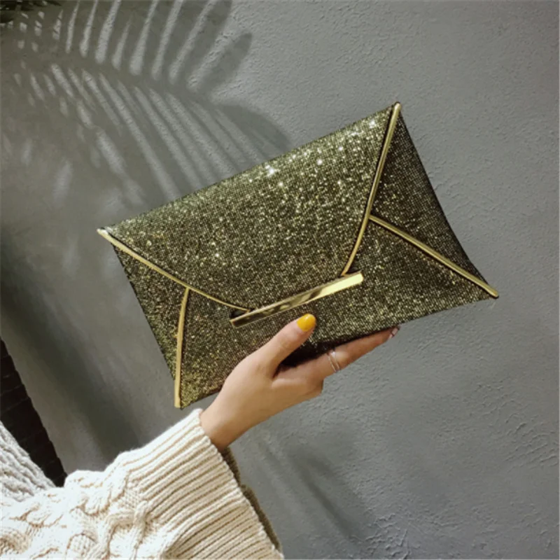 

Women Wallet Gold Envelope Design Wallet Sparkle Bling Day Clutch Bags Evening Party Wallets Sequin Glitter Bags Femme