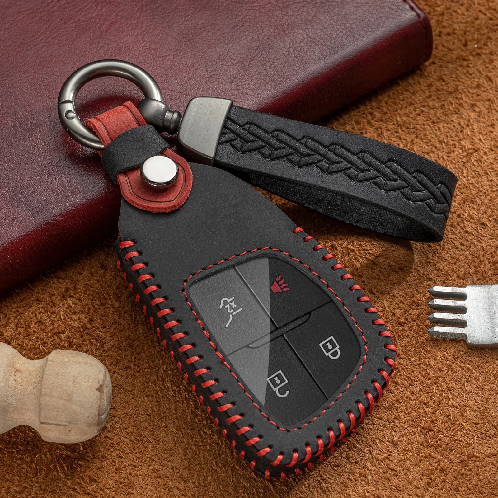 

Leather Car Key Case Cover For Buick Chevrolet Cruze Aveo Trax Opel Vauxhall Mokka Encore Astra Corsa Meriva Zafira Fob Keychain