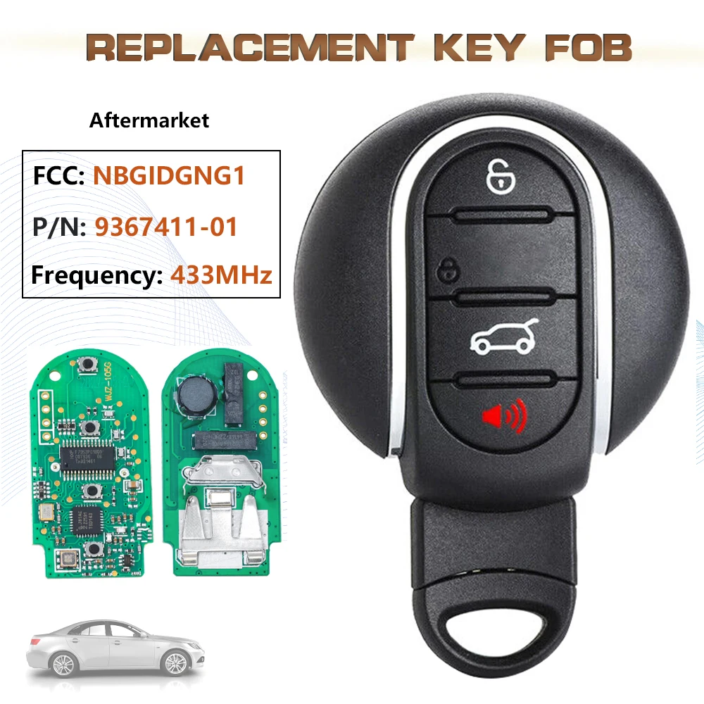 

KEYECU Aftermarket 433MHz FCC:NBGIDGNG1 4B Smart Remote Key Fob P/N:9367411-01 for 2015 2016 2017 2018 BMW Mini Copper Clubman