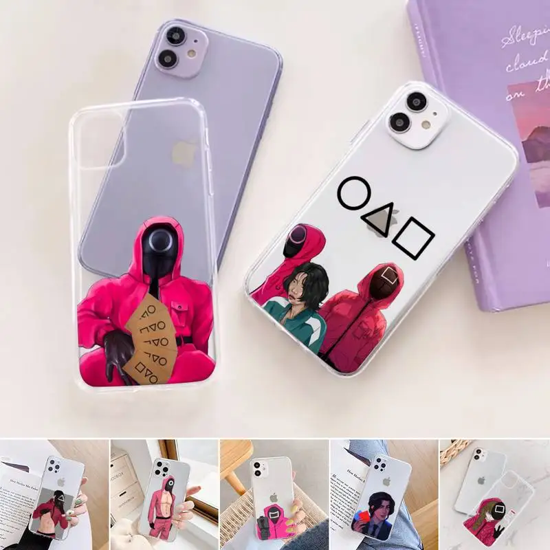 

Squid Game Phone Case For iphone 13 12 11 Mini X XS XR Pro Max 8 7 6s 6 5 5s 5c SE Plus Transparent Soft