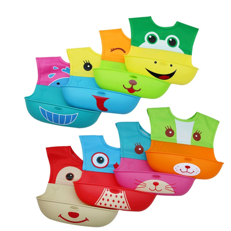 

Высококачественный водонепроницаемый силиконовый нагрудник для кормления детей с рисунками животных