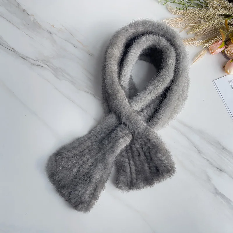 

Женский шарф из меха норки Pudi, зимний женский новый вязаный шарф, кольцо SF251
