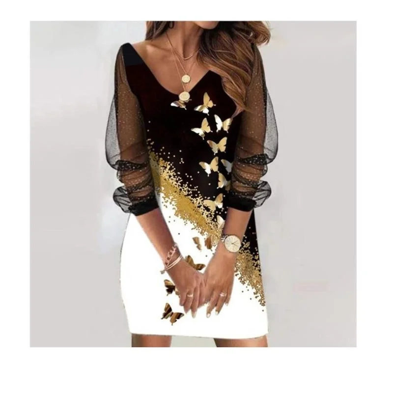 

Вечернее облегающее платье с длинными рукавами, блестками и блестками, сексуальное прозрачное офисное платье до колена, осеннее платье без рукавов с длинным рукавом и разрезом