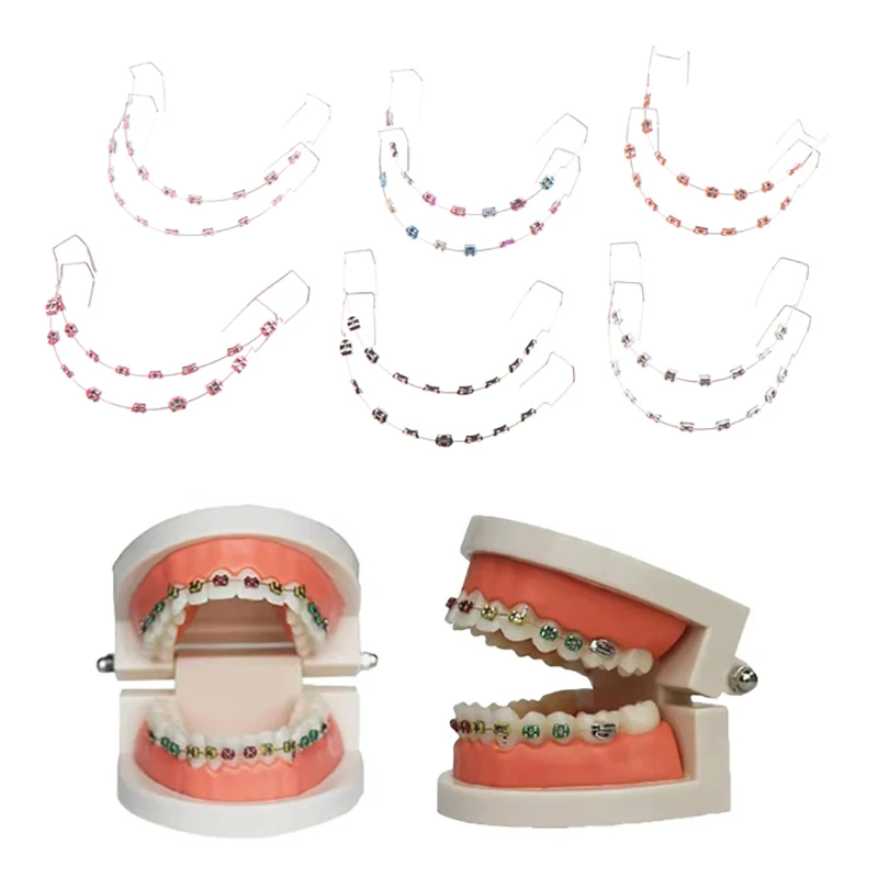 1 Pair Colorful Temporary Tooth Decoration With Metal Wires Bracket And Orthodontic Ligature Ties Dental Decorations