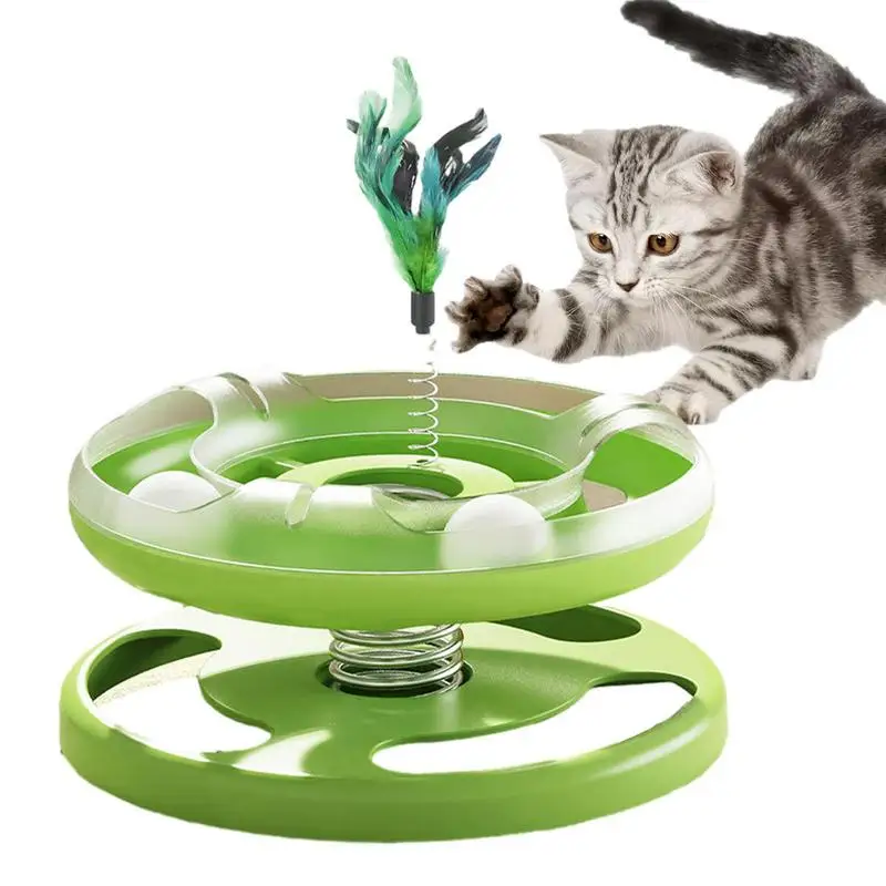 

2 Levels Cat Ball Track Toy With Moving Ball Cat tower Interactive Intelligence Training Toys For Cats Kitten Pet Toy Supplies