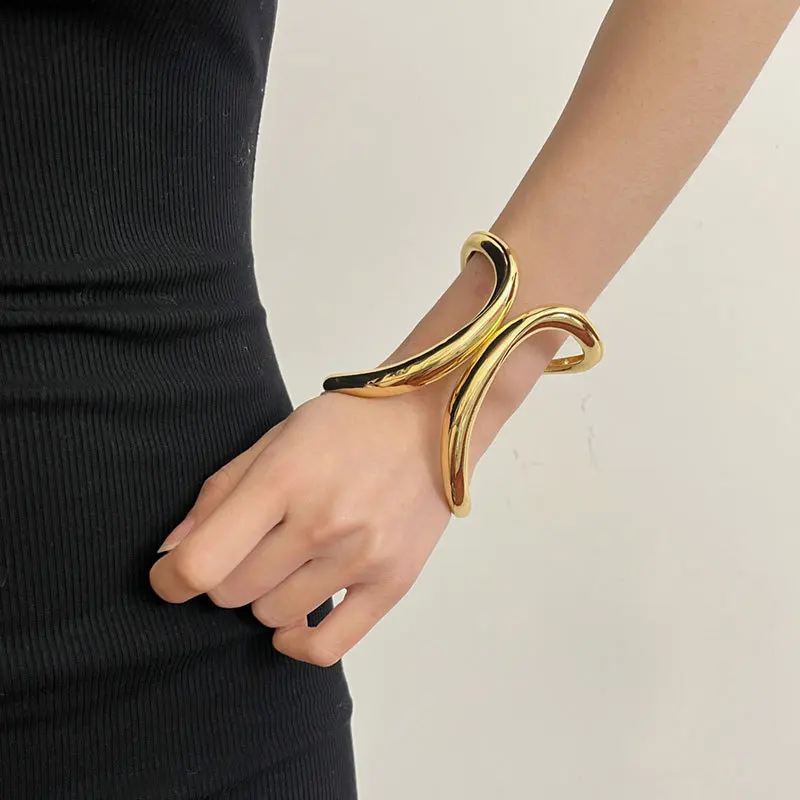 Крупные металлические двойные C-образные широкие браслеты ZAA