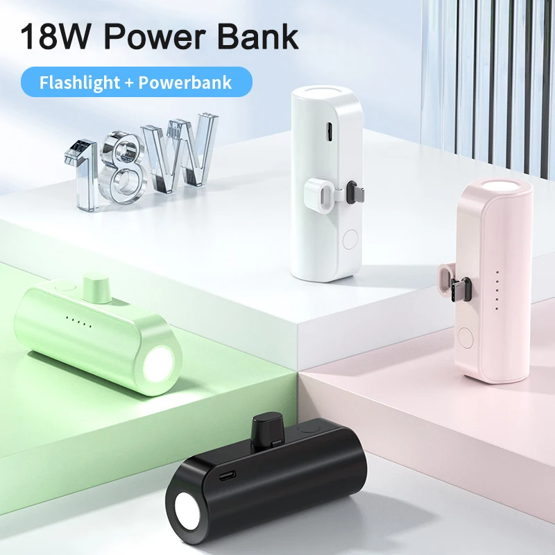 

Mini Pocket Power Bank 5000mAh Fast Charging Portable Powerbank For iPhone 14 13 12 Pro Max Samsung Xiaomi External Battery Bank