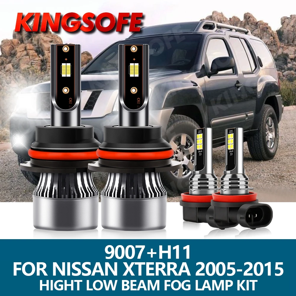 

4 шт., автомобильные лампы для Nissan Xterra 9007-2015, 6000 лм, 80 Вт, 2005 к