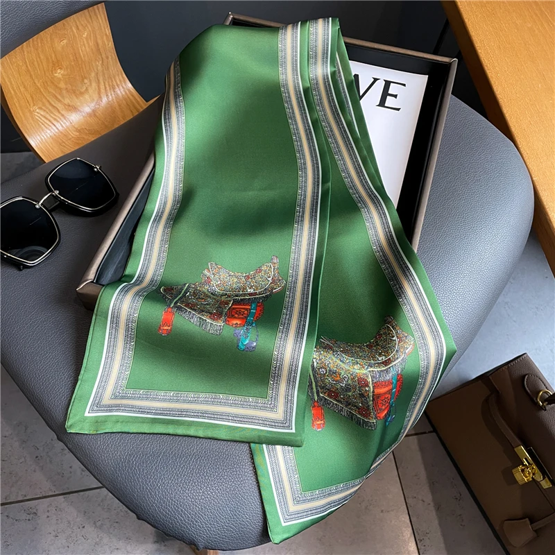 Luxury Long Skinny Satin Silk Scarf for Women Hair Bands Neck Tie Belt Headband Lady Wraps Foulard Headkerchief Bandana 2022