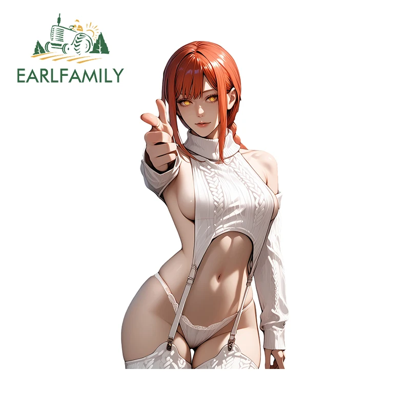 EARLFAMILY 13 см x 6 7 Makima Hentai автомобильные наклейки Booty белые трусики Аниме Ahegao забавная