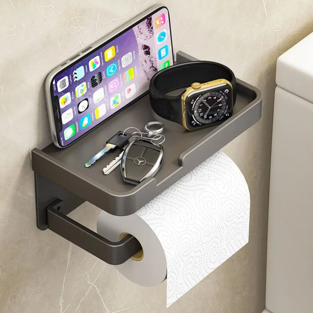 

Вместительная алюминиевая коробка для салфеток, нескользящий держатель рулона, перфорированная вешалка для хранения телефона, держатель для бумаги, вешалка для полотенец, полка для туалета