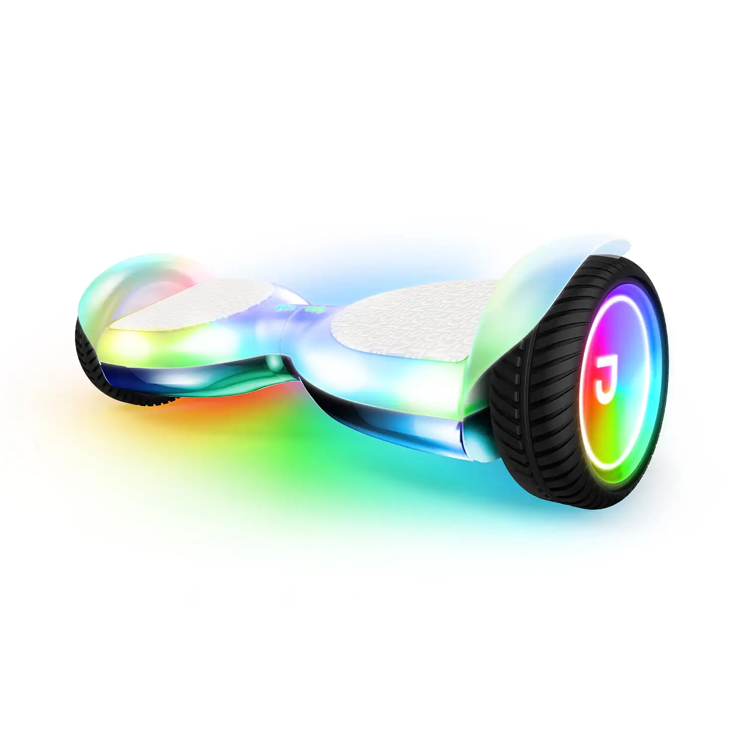 Hoverboard | Weight Limit 220 lb, Ages 12+ | Iridescent | LED Liquid Light Patterns, Anti-Slip, All-Terrain Tires | 10 MPH | Ran