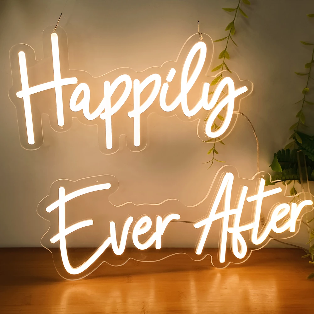 Happily Ever After Neon Sign Customizable Wedding Party LED Sign for Bar Club Wedding Birthday Home Party Decoration Light Sign