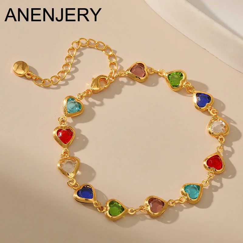Женский браслет с разноцветными кристаллами Anenjery
