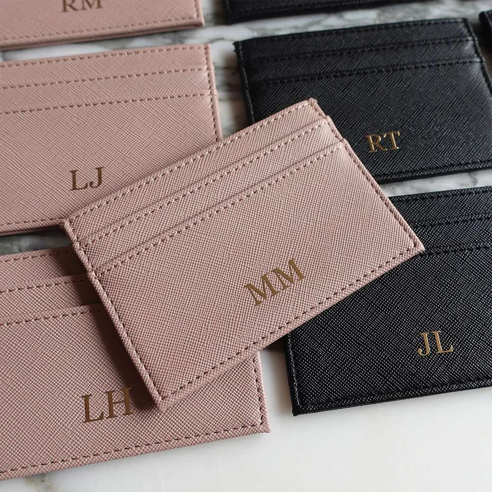 Персонализированный кожаный футляр для кредитных карт индивидуальный тонкий