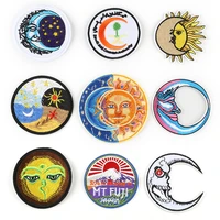 round sun moon star patches iron on patches for clothing stripe badge embroidered patches stickers on clothes for kids appliques